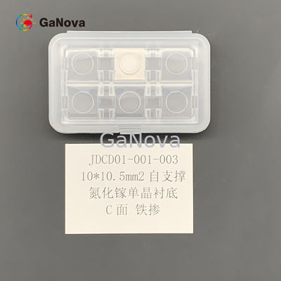 10*10,5mm2 C-Face Fe-Doped SI-Type Free-Standing GaN Single Crystal Substrate Μακρό ελάττωμα πυκνότητα 0cm−2 TTV ≤ 10 μm Αντίσταση 106 Ω·Cm RF συσκευές Wafer